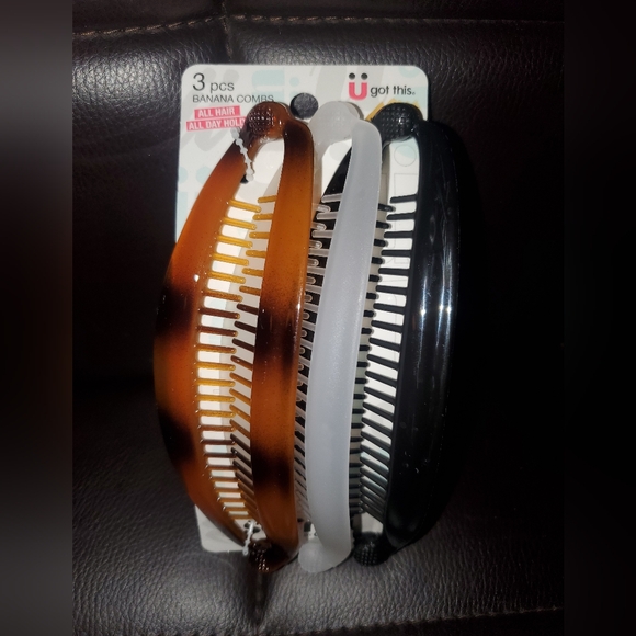 Set of 3 Banana Combs - Brown, White, Black - Picture 1 of 1